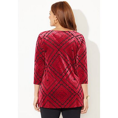 Catherines Women's Plus Size Anywear Burnout V-Neck Tunic