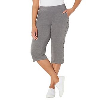 Catherines Women's Plus Size Petite French Terry Stars Aligned Capri
