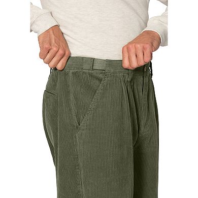 KingSize Men's Big & Tall Expandable Waist Corduroy Pleat-Front Pants