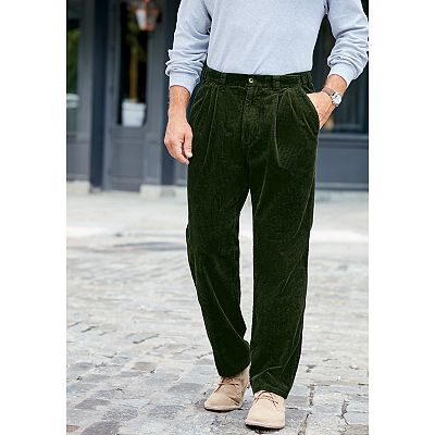 KingSize Men's Big & Tall Expandable Waist Corduroy Pleat-Front Pants