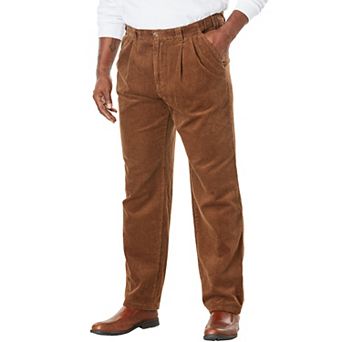 KingSize Men's Big & Tall Expandable Waist Corduroy Pleat-Front Pants