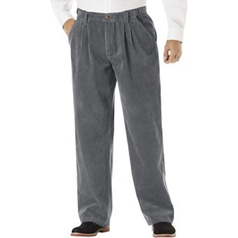 KingSize Men's Big & Tall Expandable Waist Corduroy Pleat-Front Pants