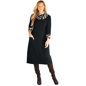 Catherines Women's Plus Size Cowl Neck Sweater Dress