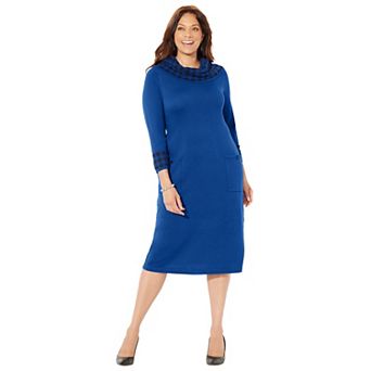 Catherines Women's Plus Size Cowl Neck Sweater Dress