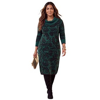 Catherines Women's Plus Size Cowl Neck Sweater Dress