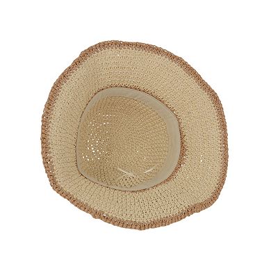 Packable Crochet Straw Bucket Hat with Two-Tone Design Lightweight Summer Sun Hat