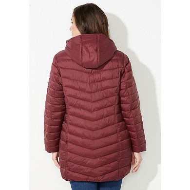 Catherines Women's Plus Size Petite Packable Puffer Coat