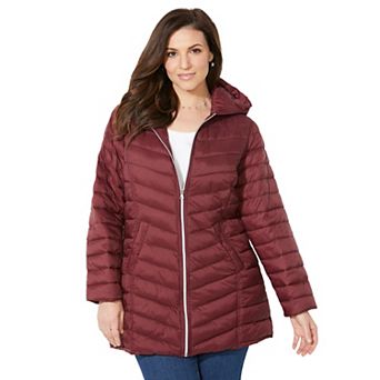 Catherines Women's Plus Size Petite Packable Puffer Coat