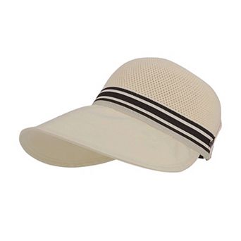 Breathable Mesh Sun Visor Cap with Ponytail Slot Adjustable Strap and Wide Brim