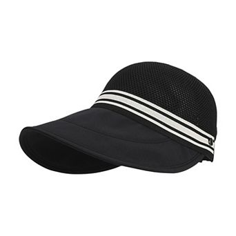 Breathable Mesh Sun Visor Cap with Ponytail Slot Adjustable Strap and Wide Brim