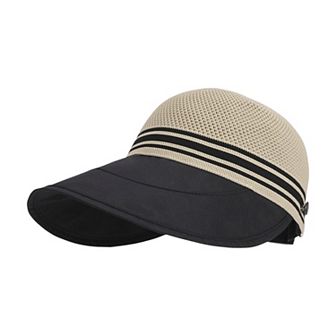 Breathable Mesh Sun Visor Cap with Ponytail Slot Adjustable Strap and Wide Brim