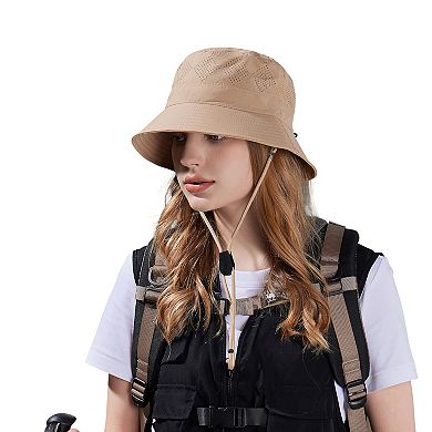 Lightweight Packable Bucket Hat with Ventilated Crown Chin Strap and Adjustable Fit