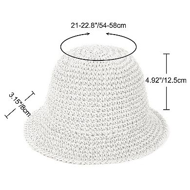Crochet Raffia Bucket Hat Lightweight Foldable Wide Brim Sun Hat for Stylish Summer Protection