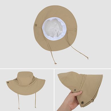 Foldable Wide Brim Bucket Hat with Chin Strap for Outdoor Hiking Travel Beach Adventures