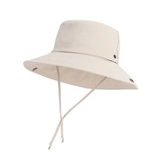 Foldable Wide Brim Bucket Hat with Chin Strap for Outdoor Hiking Travel Beach Adventures