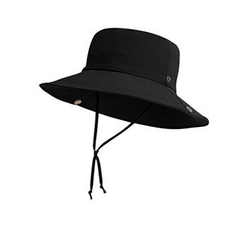 Foldable Wide Brim Bucket Hat with Chin Strap for Outdoor Hiking Travel Beach Adventures