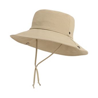 Foldable Wide Brim Bucket Hat with Chin Strap for Outdoor Hiking Travel Beach Adventures