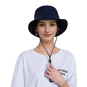 Bucket Hat Wide Brim UV Protection Lightweight Packable Outdoor Sun Hat with Adjustable Chin Strap