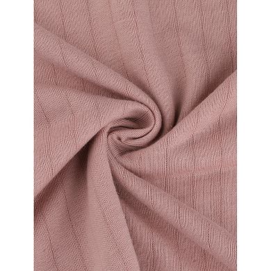 Women's Cotton Pajamas Ribbed Sleepwear Pullover Tops with Pants Loungewear Sets with Pocket