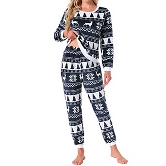 Women's Pajama Sets Flannel Printed Long Sleeve Top and Pants Thermal Chirismas 2 pc Sleepwear