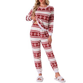 Women's Pajama Sets Flannel Printed Long Sleeve Top and Pants Thermal Chirismas 2 pc Sleepwear