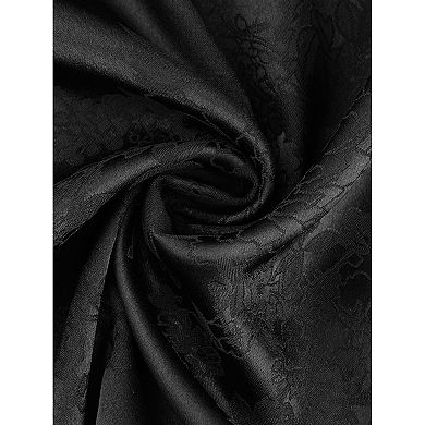 Women's Satin Floral Pajamas V Neck Spaghetti Strap Chemises Slip Lingerie Midi Nightgowns