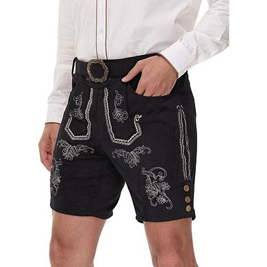 Lederhosen Men Leather Trousers Shorts German Bavarian Oktoberfest Beer Garden
