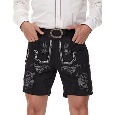 Lederhosen Men Leather Trousers Shorts German Bavarian Oktoberfest Beer Garden