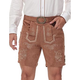Lederhosen Men Leather Trousers Shorts German Bavarian Oktoberfest Beer Garden
