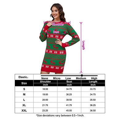Ugly Christmas Sweater Dress for Women Xmas Crew Neck Pullover Sweater Holiday Knitted Mini Tunic