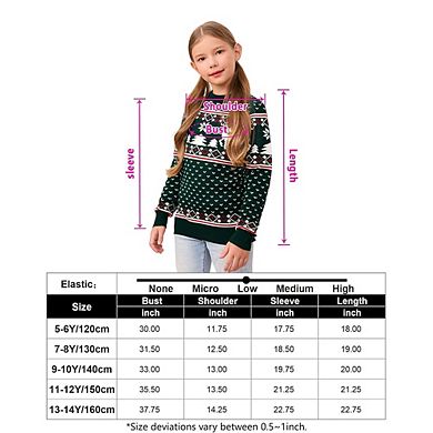 Family Christmas Sweater Crew Neck Reindeer Snowflakes Knitted Pullover for Kids