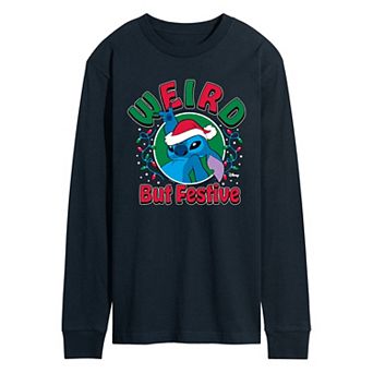 Men's Disney's Lilo & Stitch Weird But Festive Long Sleeve Graphic Tee