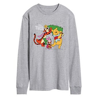 Men's Disney's Winnie The Pooh Christmas Tree Long Sleeve Graphic Tee