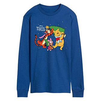 Men's Disney's Winnie The Pooh Christmas Tree Long Sleeve Graphic Tee