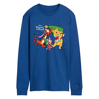 Men's Disney's Winnie The Pooh Christmas Tree Long Sleeve Graphic Tee