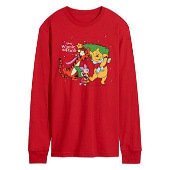 Men's Disney's Winnie The Pooh Christmas Tree Long Sleeve Graphic Tee