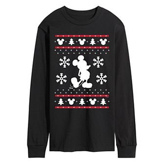 Men's Disney's Mickey Mouse Christmas Graphic Long Sleeve Graphic Tee