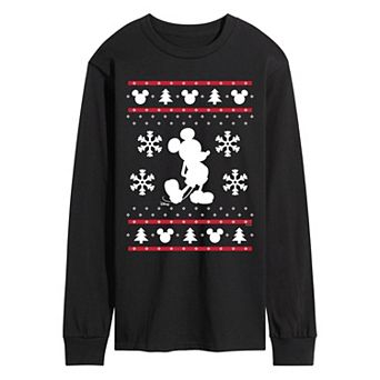 Men's Disney's Mickey Mouse Christmas Graphic Long Sleeve Graphic Tee