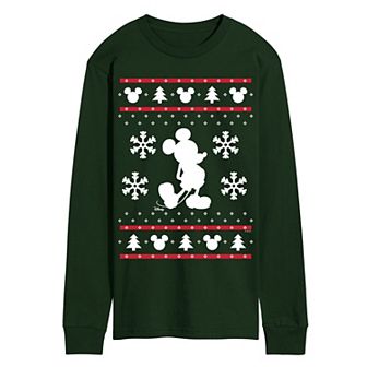 Men's Disney's Mickey Mouse Christmas Graphic Long Sleeve Graphic Tee