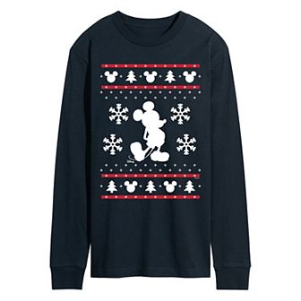 Men's Disney's Mickey Mouse Christmas Graphic Long Sleeve Graphic Tee