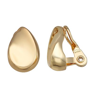 Napier Gold Tone Round Clip-On Earrings