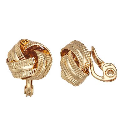Napier Gold Tone Knot Clip-On Earrings