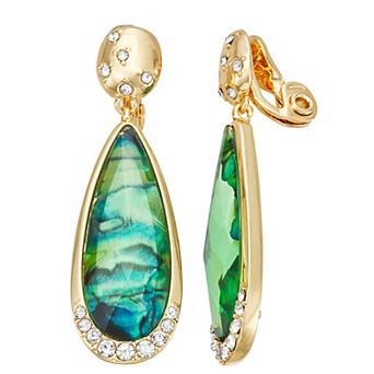 Napier Gold-Tone Simulated Crystal Clip-On Drop Earrings