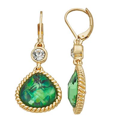 Napier Gold-Tone Simulated Crystal Drop Earrings