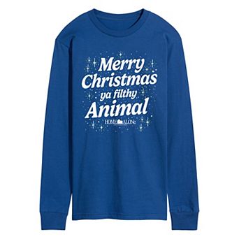Men's Home Alone Merry Christmas Ya Filthy Animal Long Sleeve Graphic Tee