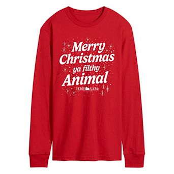 Men's Home Alone Merry Christmas Ya Filthy Animal Long Sleeve Graphic Tee