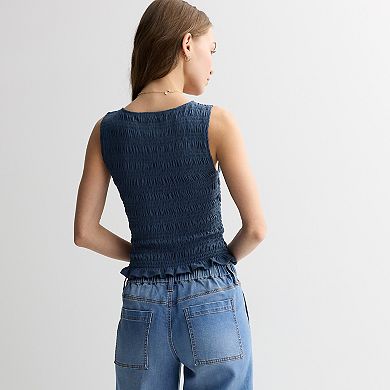 Juniors' Pink Republic Textured Puckerknit Tank Top