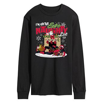 Men's Deadpool Extra Naughty List Long Sleeve Graphic Tee