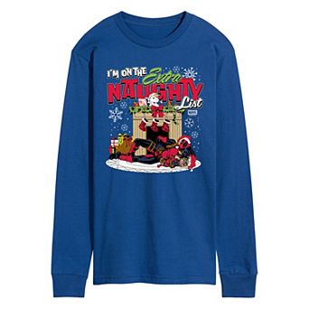 Men's Deadpool Extra Naughty List Long Sleeve Graphic Tee