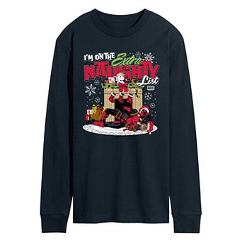 Men's Deadpool Extra Naughty List Long Sleeve Graphic Tee